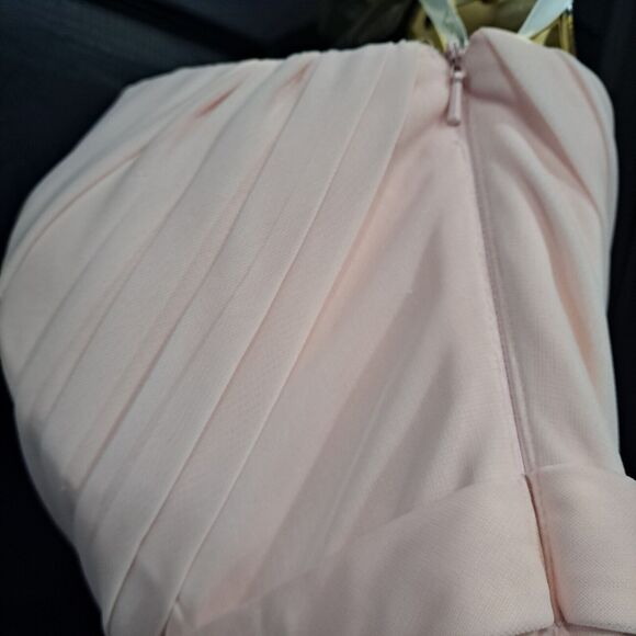DAVID'S BRIDAL Pink Mesh Grecian Inspired Draped Formal Dress Gown SZ: 8 - Picture 10 of 16